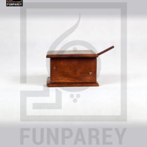 Wooden Sugar Pot with Brass Work