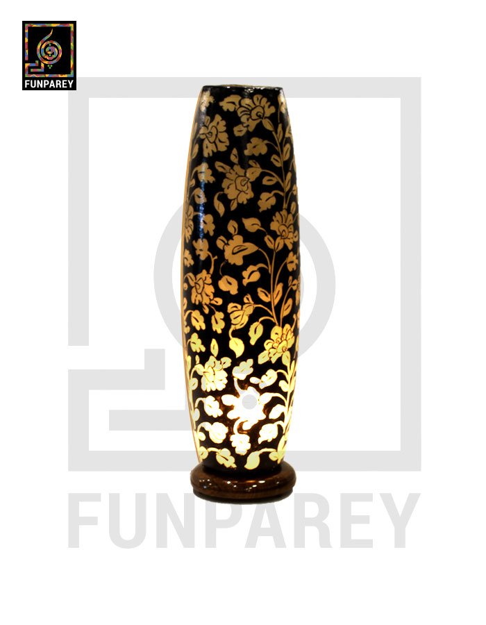 Camel Skin Table Lamp Tall 20" Sage