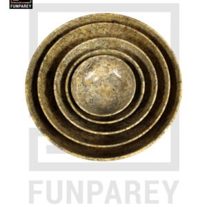 Coral Stone Bowl Set 7 Pieces with Embedded Fossil