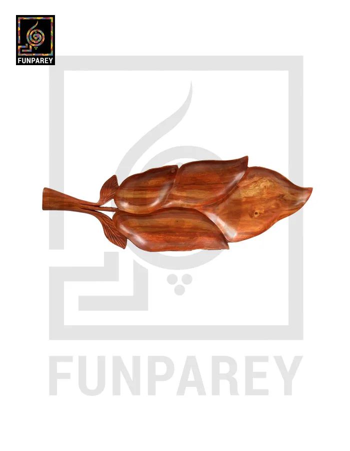 Handmade Wooden Leaf Tray 28"