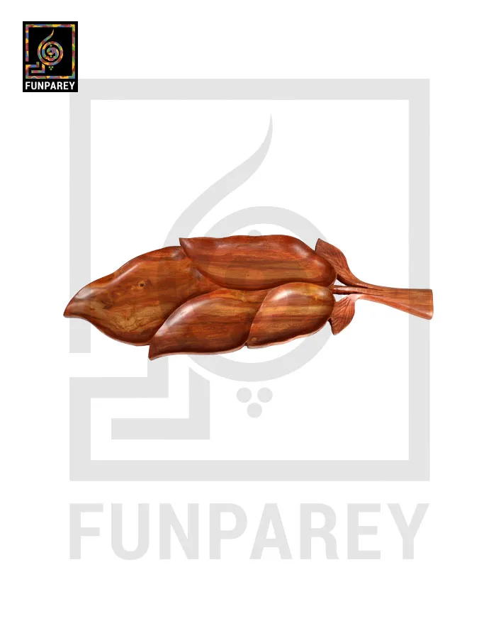 Handmade Wooden Leaf Tray 28"