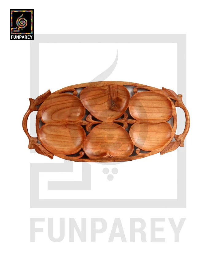 6 Part Handmade Wooden Apple Tray