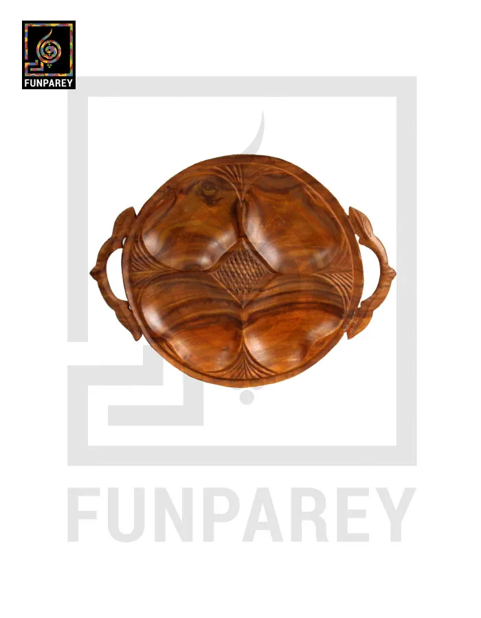4 Part Round Wooden Tray