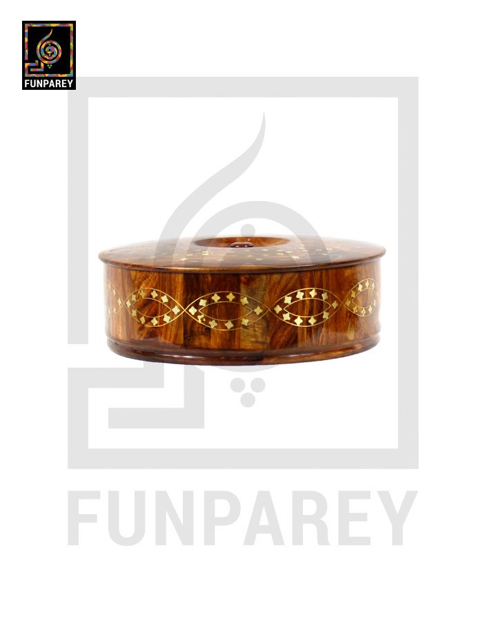 Wooden Hot Pot 12" with Brass Work and Partition Maker