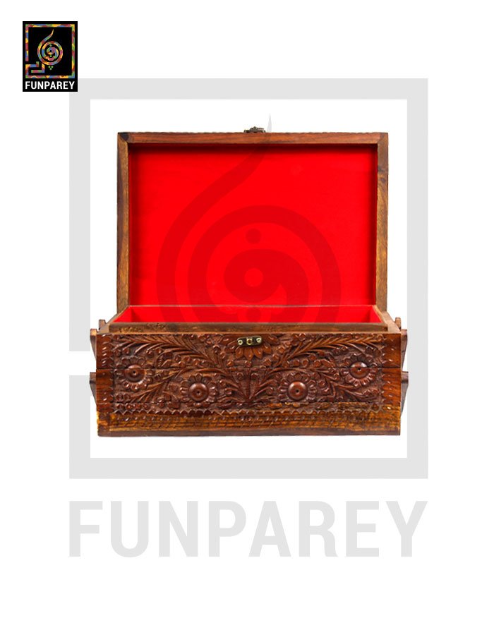 Hand Carved Wooden Premium 3 Tiered Trinket Box 9/13