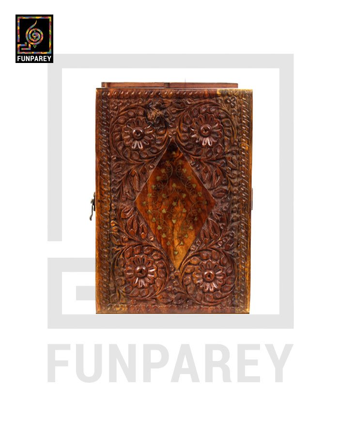 Hand Carved Wooden Premium 3 Tiered Trinket Box 9/13