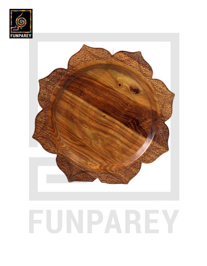 Handmade Wooden Round Tray 16"