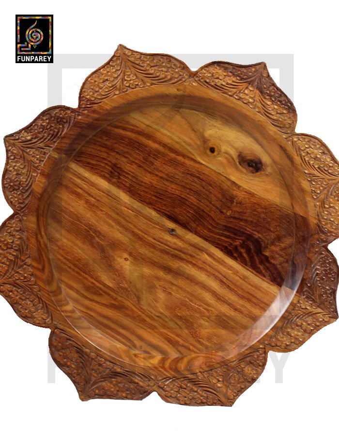 Handmade Wooden Round Tray 16"