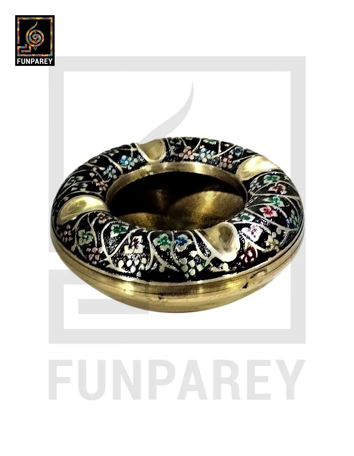 Premium Brass Multicolor Ashtray with Motif Works (Large)