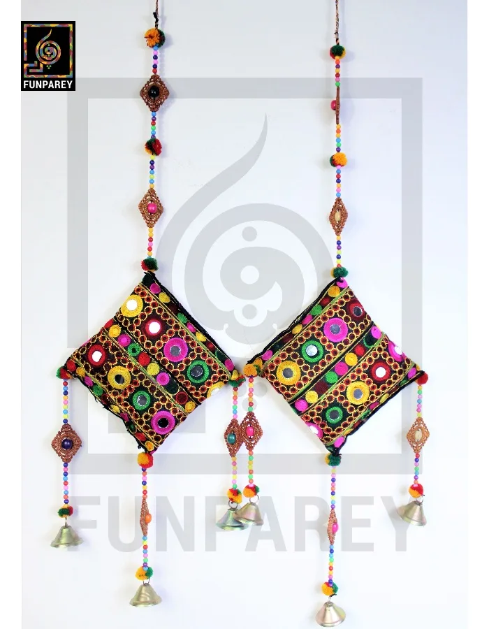 Handmade Antique Embroidered Cushion Door Chime Small Pair
