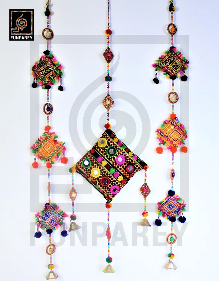 Handmade Antique Embroidered Cushion Door Chime Small Set (1 Small and 2 Square)