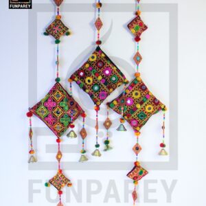 Handmade Antique Embroidered Cushion Door Chime Set (2 Large and 1 Small)
