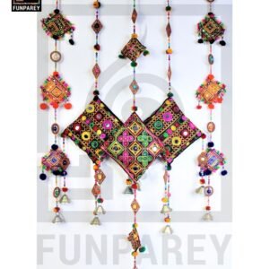 Handmade Antique Embroidered Cushion Door Chime (Set of 5) (1 Large, 2 Small and 2 Square Chimes)