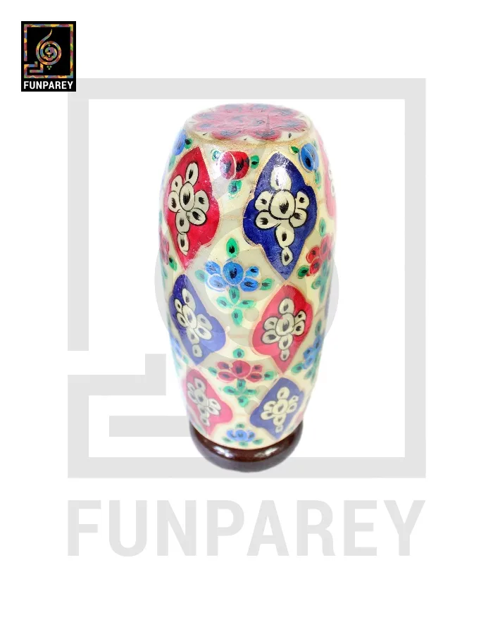 Camel Skin Table Lamp 12" With Marbled Floral Motif