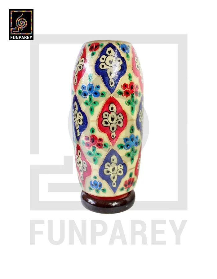 Camel Skin Table Lamp 12" With Marbled Floral Motif