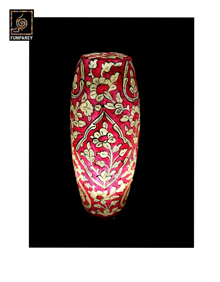 Camel Skin Table Lamp 15" Scarlet Floral
