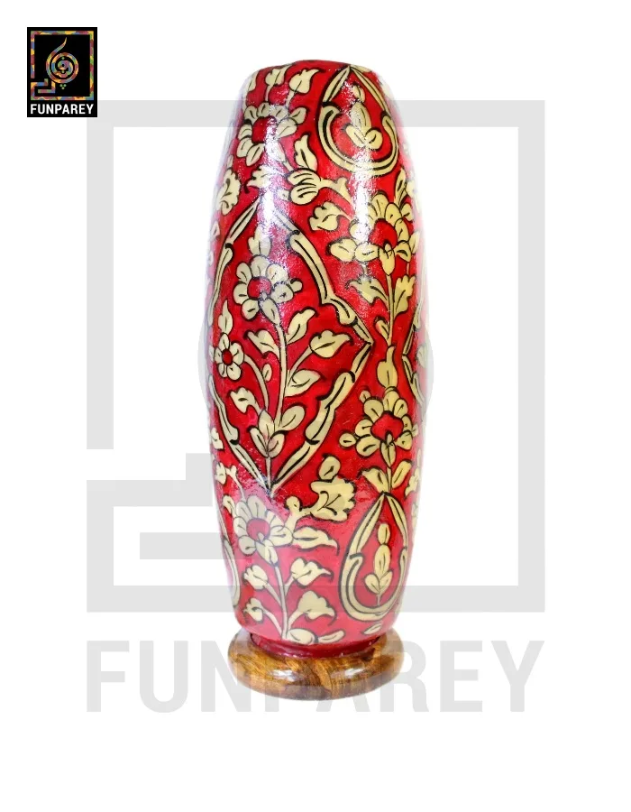 Camel Skin Table Lamp 15" Scarlet Floral