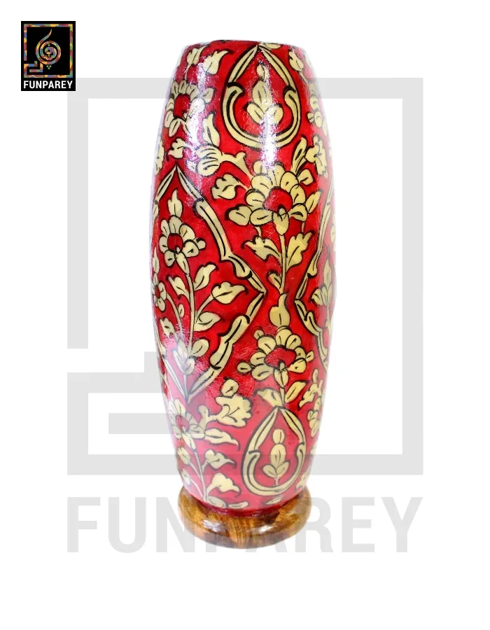 Camel Skin Table Lamp 15" Scarlet Floral