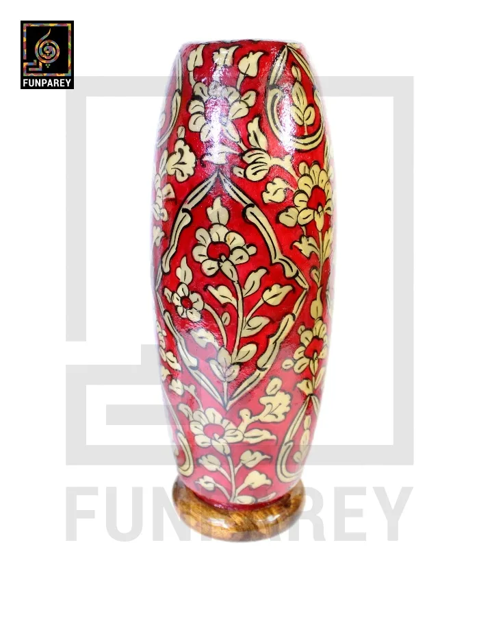 Camel Skin Table Lamp 15" Scarlet Floral