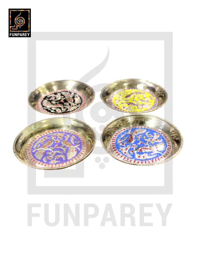 Brass Colorful 3" Small Dishes Set (4 pieces)