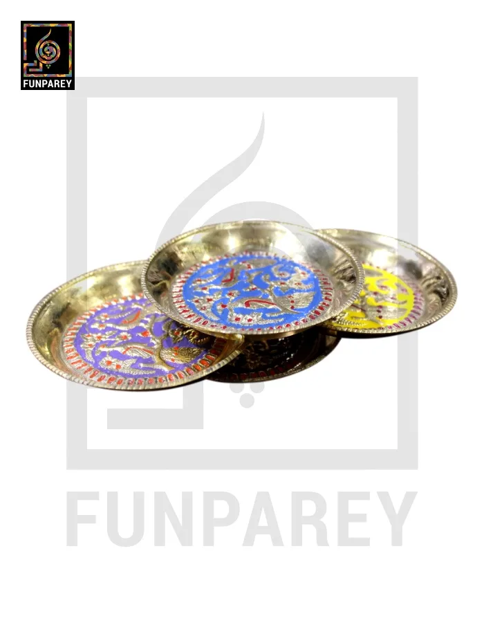 Brass Colorful 3" Small Dishes Set (4 pieces)