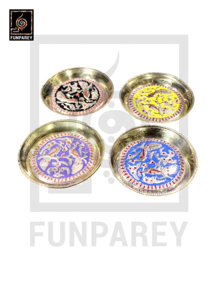 Brass Colorful 3" Small Dishes Set (4 pieces)