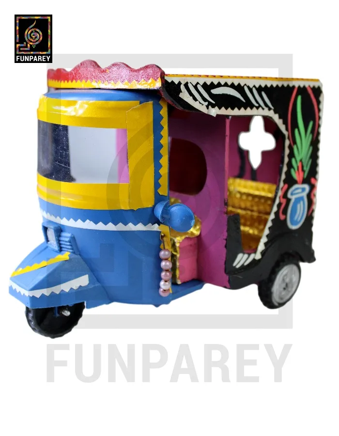 Wooden Rickshaw with Pakistani Truck Art Large