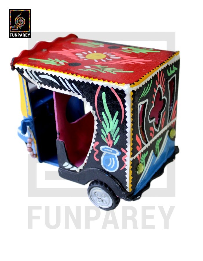 Wooden Rickshaw with Pakistani Truck Art Large