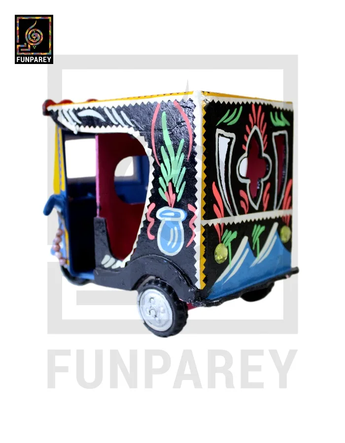 Wooden Rickshaw with Pakistani Truck Art Large