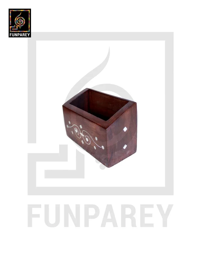 Hand Carved Card Holder With White Work