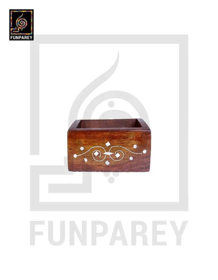 Hand Carved Card Holder With White Work