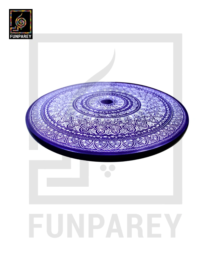 18" Nakshi Table with Blue Pottery Art Dark
