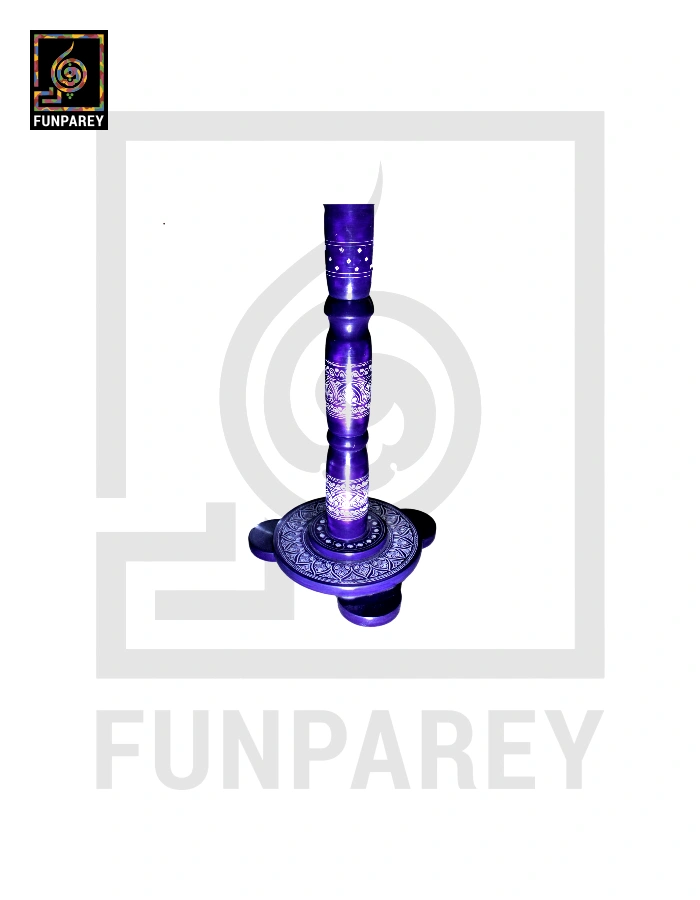 18" Nakshi Table with Blue Pottery Art Dark