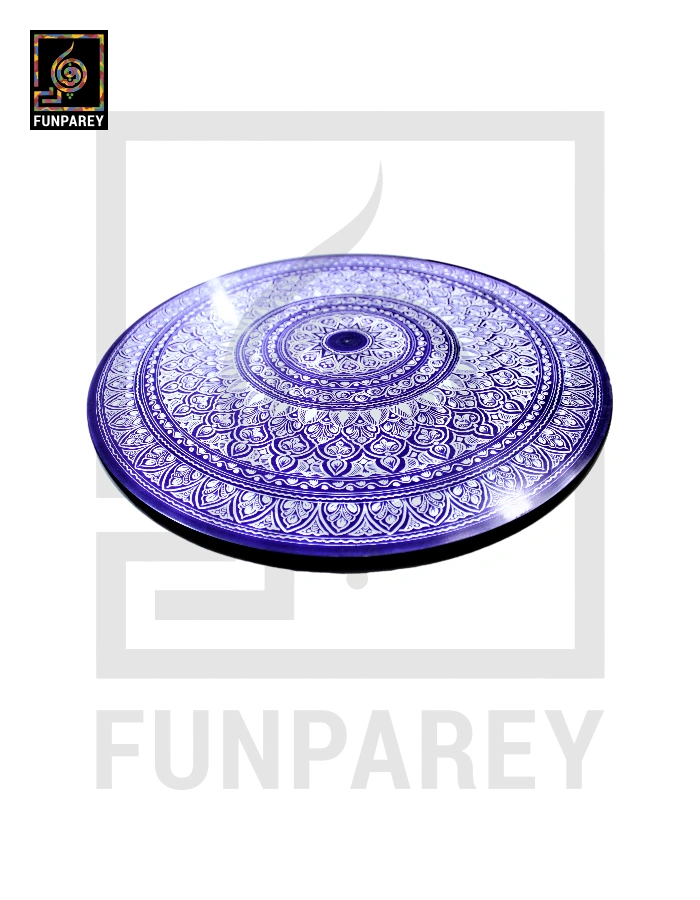 18" Nakshi Table with Blue Pottery Art Dark
