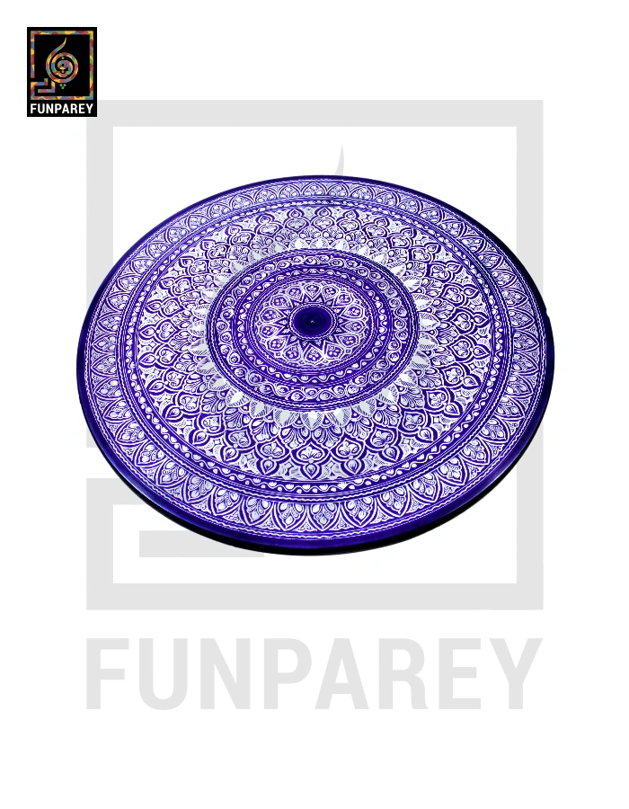 18" Nakshi Table with Blue Pottery Art Dark