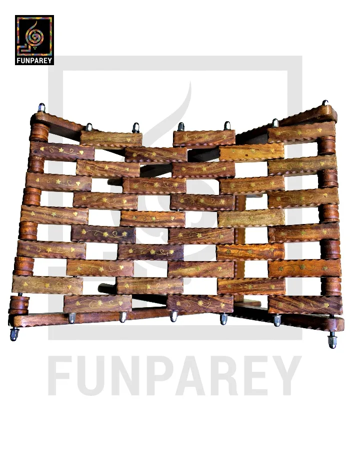 Wooden Foldable Camping Stool With Brass Work