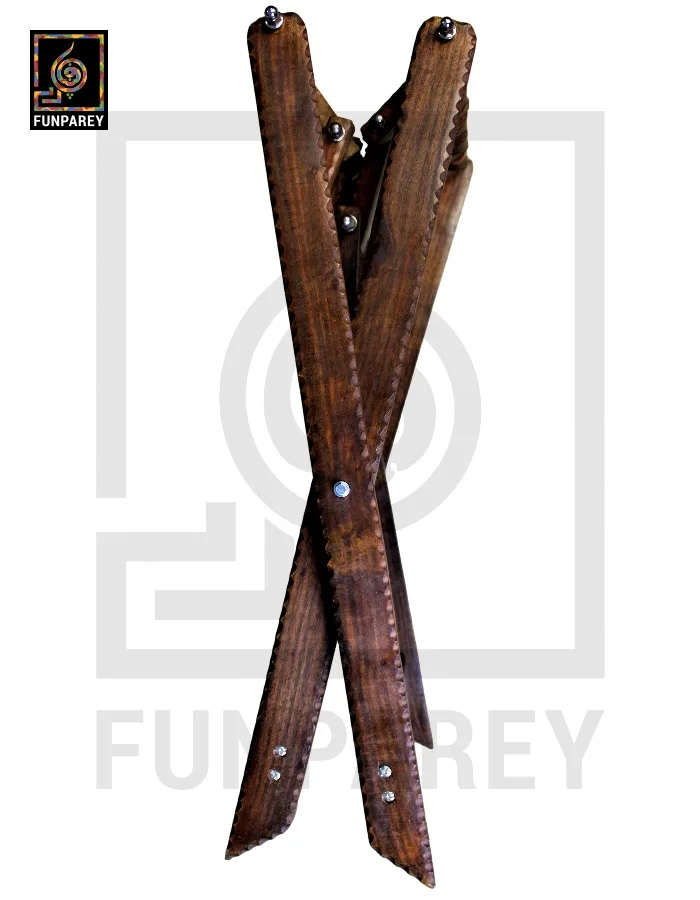 Wooden Foldable Camping Stool With Brass Work