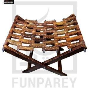 Wooden Foldable Camping Stool With Brass Work