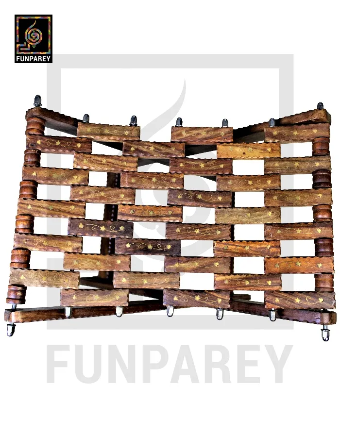 Wooden Foldable Camping Stool With Brass Work