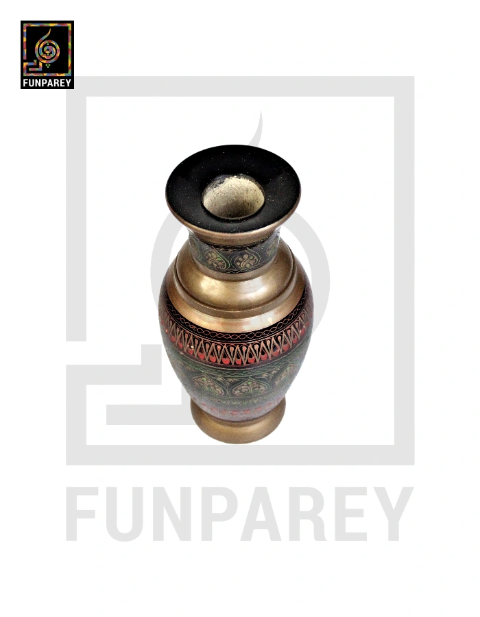 Wooden Vase 10" Slim with Nakshi Art Fauji