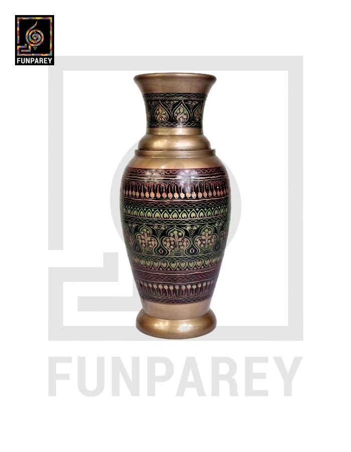 Wooden Vase 12" Slim with Nakshi Art Fauji