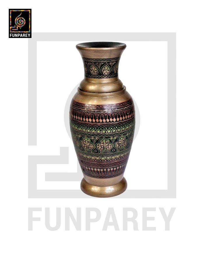 Wooden Vase 12" Slim with Nakshi Art Fauji