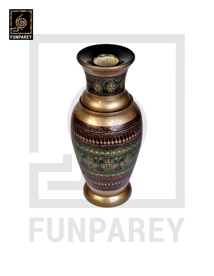 Wooden Vase 12" Slim with Nakshi Art Fauji