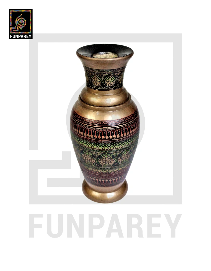 Wooden Vase 12" Slim with Nakshi Art Fauji