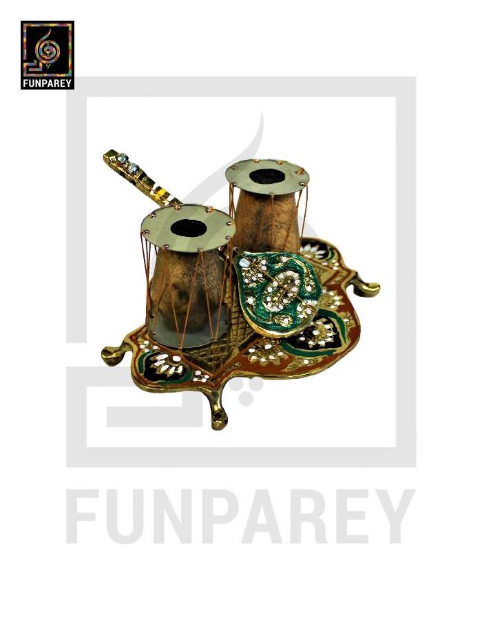 Handmade Brass Decorative Classical Music Piece - Sangeet Set Colorful