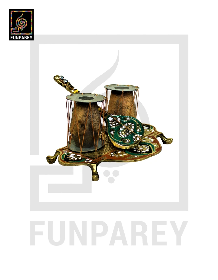 Handmade Brass Decorative Classical Music Piece - Sangeet Set Colorful