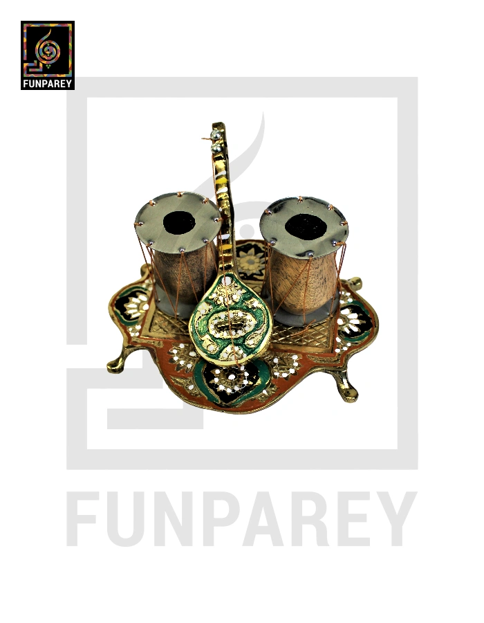 Handmade Brass Decorative Classical Music Piece - Sangeet Set Colorful