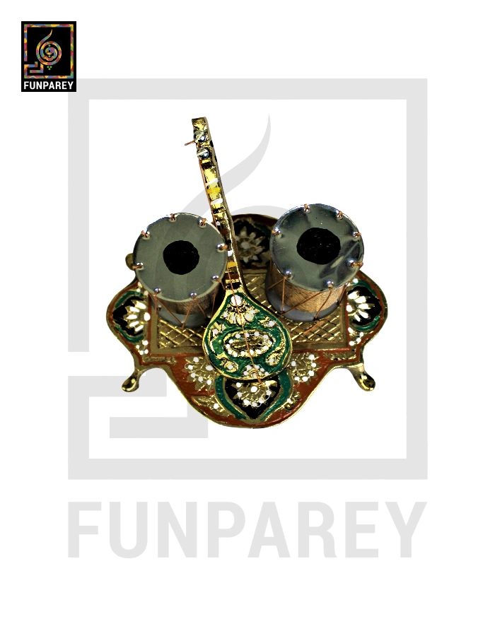 Handmade Brass Decorative Classical Music Piece - Sangeet Set Colorful