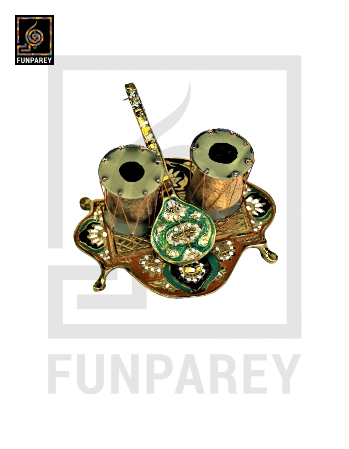 Handmade Brass Decorative Classical Music Piece - Sangeet Set Colorful