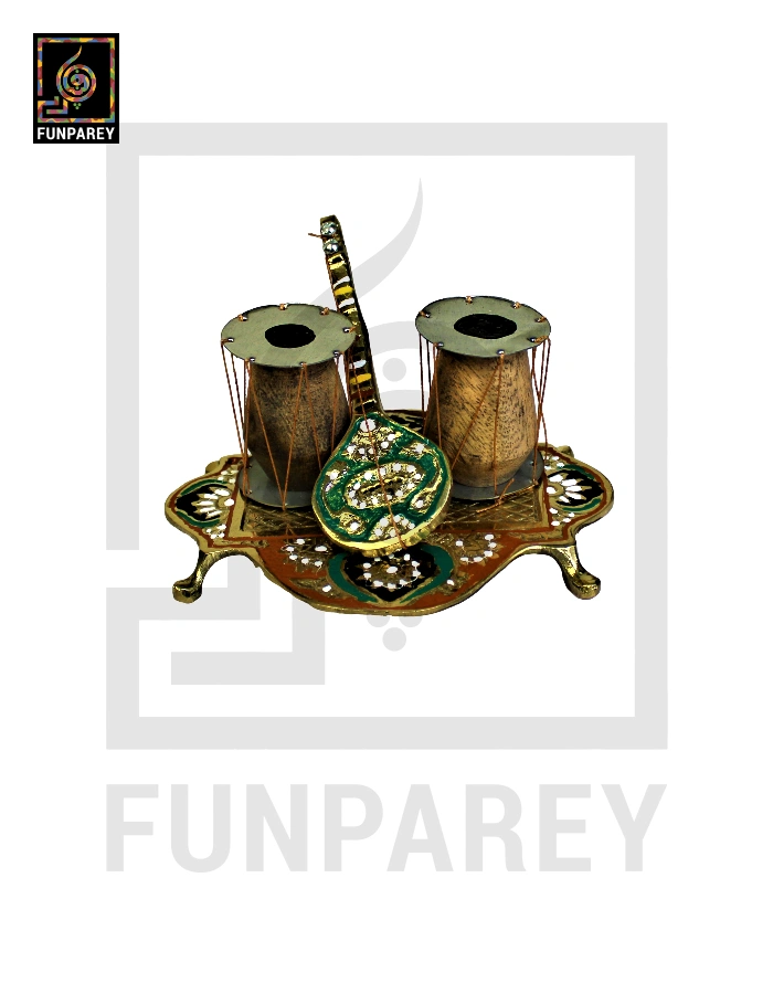 Handmade Brass Decorative Classical Music Piece - Sangeet Set Colorful